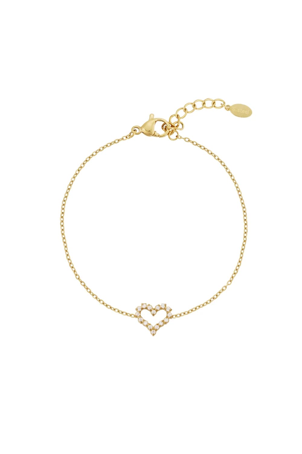 Armband met strass en hartje.