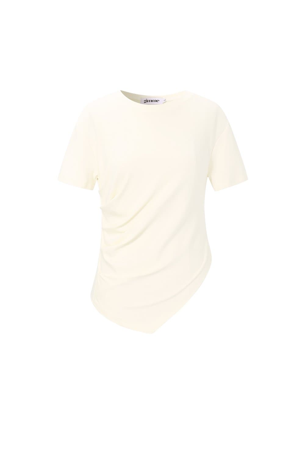 Asymmetrisch dames T-shirt geel.